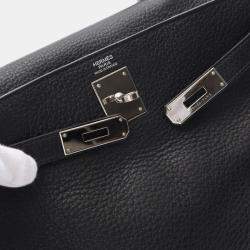 Hermes Kelly 32 Black Taurillon Clemence Shoulder Bag
