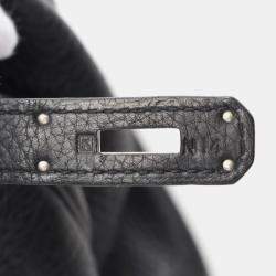 Hermes Kelly 32 Black Taurillon Clemence Shoulder Bag