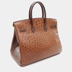 Hermes Birkin 35 Chestnut Ostrich Leather Bag