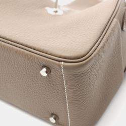 Hermes Lindy Mini Etoupe Grey Taurillon Clemence Leather Crossbody Bag
