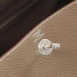 Hermes Lindy Mini Etoupe Grey Taurillon Clemence Leather Crossbody Bag