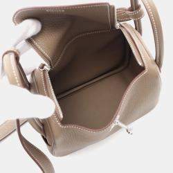 Hermes Lindy Mini Etoupe Grey Taurillon Clemence Leather Crossbody Bag