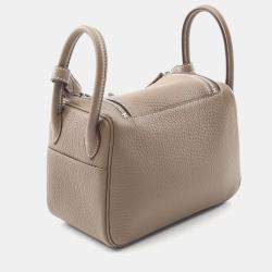 Hermes Lindy Mini Etoupe Grey Taurillon Clemence Leather Crossbody Bag