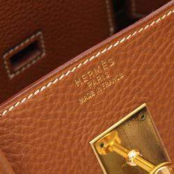 Hermes Birkin 35 Gold Togo Leather Top Handle Bag