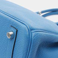 Hermes Birkin 30 Blue Zanzibar Togo Leather Top Handle Bag