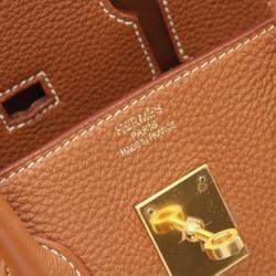 Hermes Birkin 35 Gold Togo Leather Top Handle Bag