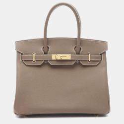 Hermes Birkin 30 Etoupe Grey Epsom Leather Top Handle Bag