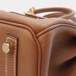Hermes Birkin 25 Gold Togo Leather Top Handle Bag