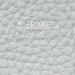 Pre Owned Hermes Bleu Pale Taurillon Clemence Leather Evelyne III PM Bag