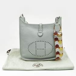 Pre Owned Hermes Bleu Pale Taurillon Clemence Leather Evelyne III PM Bag