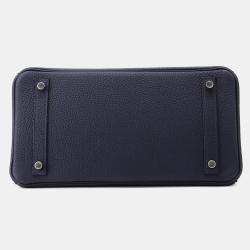 Hermes Birkin 30 Blue Nuit Togo Leather Top Handle Bag