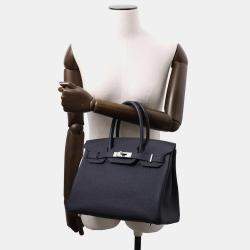 Hermes Birkin 30 Blue Nuit Togo Leather Top Handle Bag