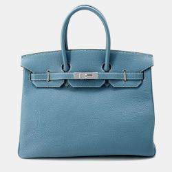 Hermes Birkin 35 Blue Jean Togo Leather Top Handle Bag