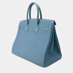 Hermes Birkin 35 Blue Jean Togo Leather Top Handle Bag