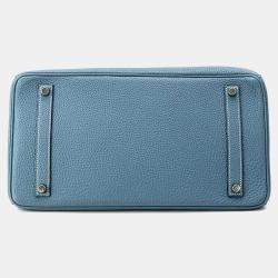 Hermes Birkin 35 Blue Jean Togo Leather Top Handle Bag