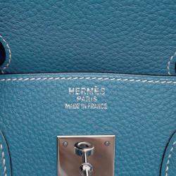 Hermes Birkin 35 Blue Jean Togo Leather Top Handle Bag