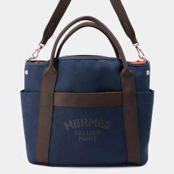 Hermes Sucked Pansage Groom Navy/Feu Toile Chevrons Canvas
