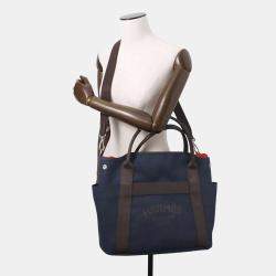 Hermes Sucked Pansage Groom Navy/Feu Toile Chevrons Canvas