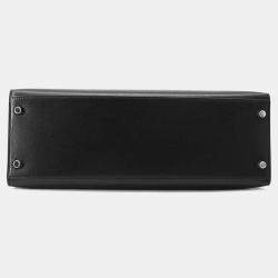 Hermes Kelly Sellier 32 Black Graine Lisse Leather  