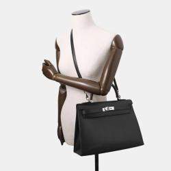 Hermes Kelly Sellier 32 Black Graine Lisse Leather  