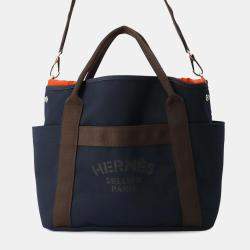 Hermes Bloom Sac De Pansage Navy/Feu Canvas