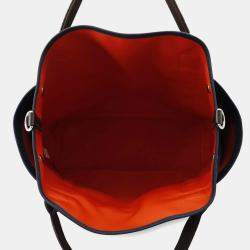 Hermes Bloom Sac De Pansage Navy/Feu Canvas