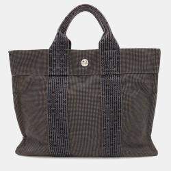 Hermes Her Line PM Gray Canvas Tote Bag