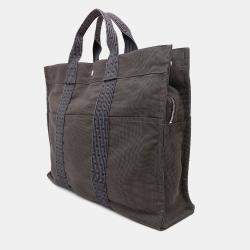 Hermes Her Line MM Gray Canvas Tote Bag