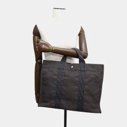 Hermes Her Line MM Gray Canvas Tote Bag