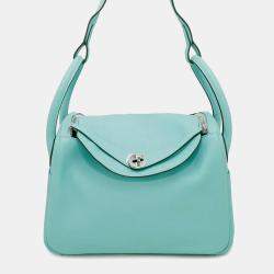 Hermes Lindy 30 Blue Atoll Evercolor Handbag