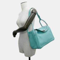 Hermes Lindy 30 Blue Atoll Evercolor Handbag
