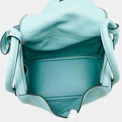 Hermes Lindy 30 Blue Atoll Evercolor Handbag