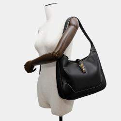 Hermes Trim 31 Black Courchevel Hobo Bag