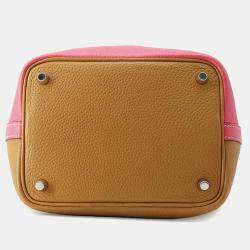 Hermes Picotin Lock 18 Casaque Sesame / Rose Azalee Taurillon Clemence Handbag