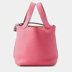 Hermes Picotin Lock 18 Casaque Sesame / Rose Azalee Taurillon Clemence Handbag