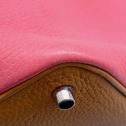 Hermes Picotin Lock 18 Casaque Sesame / Rose Azalee Taurillon Clemence Handbag