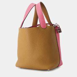 Hermes Picotin Lock 18 Casaque Sesame / Rose Azalee Taurillon Clemence Handbag