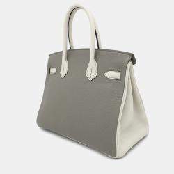 Hermes Birkin Spo 30 Gris Meyer/Pearl Grey Togo Leather Evercolor Tote Bag