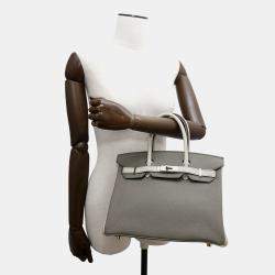 Hermes Birkin Spo 30 Gris Meyer/Pearl Grey Togo Leather Evercolor Tote Bag
