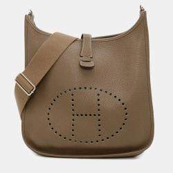 Hermes Evelyne III Etoupe Taurillon Clemence PM Shoulder Bag