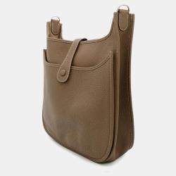 Hermes Evelyne III Etoupe Taurillon Clemence PM Shoulder Bag