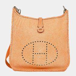 Hermes Evelyne Dalmatian 29 PM Orange Leather Bag