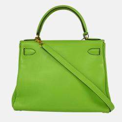 Hermes Apple Green Gulliver Kelly 28 Retourne 2way Handbag