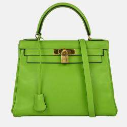 Hermes Apple Green Gulliver Kelly 28 Retourne 2way Handbag