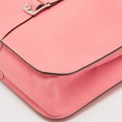 Pre Owned Hermès Rose Azalee Taurillon Clemence Leather Halzan 31 Bag