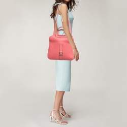Pre Owned Hermès Rose Azalee Taurillon Clemence Leather Halzan 31 Bag