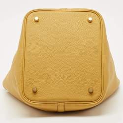 Hermes Jaune Ambre Taurillon Clemence Leather Picotin Lock 22 Bag