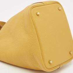 Hermes Jaune Ambre Taurillon Clemence Leather Picotin Lock 22 Bag