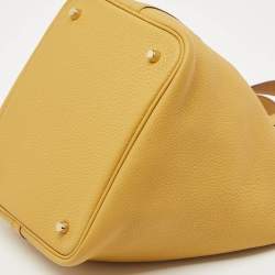 Hermes Jaune Ambre Taurillon Clemence Leather Picotin Lock 22 Bag
