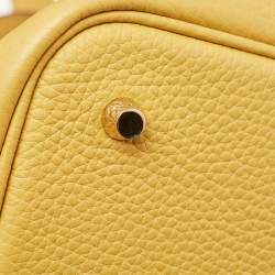 Hermes Jaune Ambre Taurillon Clemence Leather Picotin Lock 22 Bag